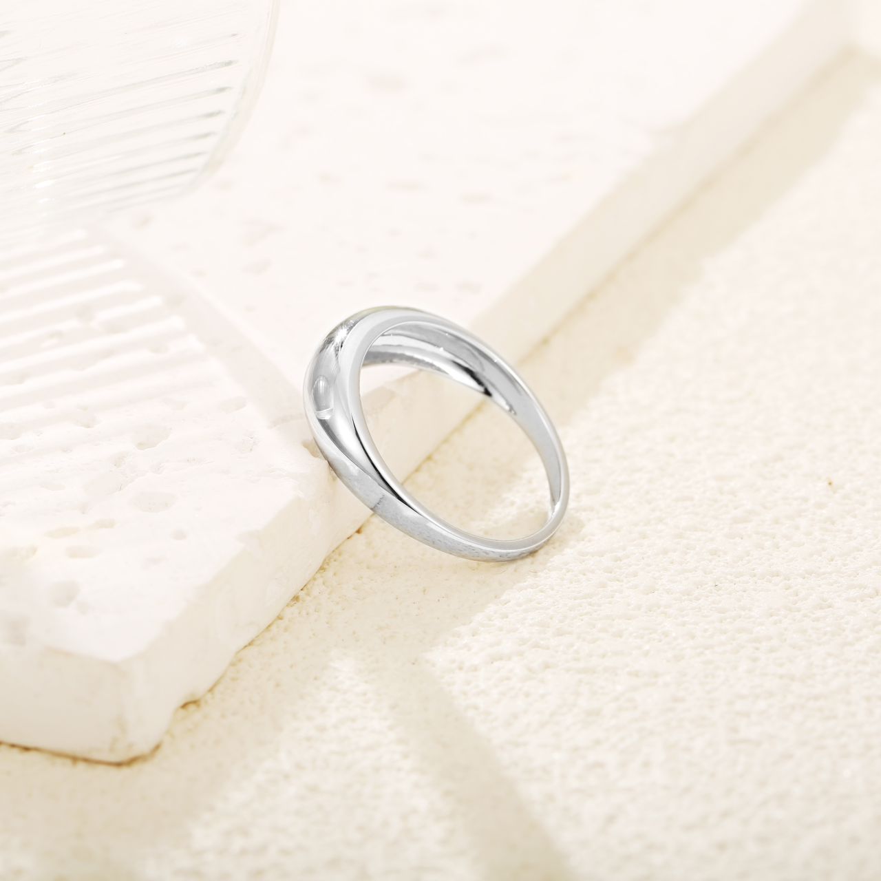 Elegant gold vermeil ring with a sleek, polished dome design, available in 14K gold and silver