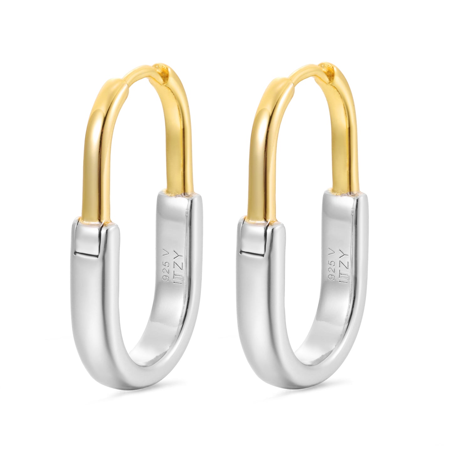 Two-tone gold vermeil hoop earrings with a sleek, modern design