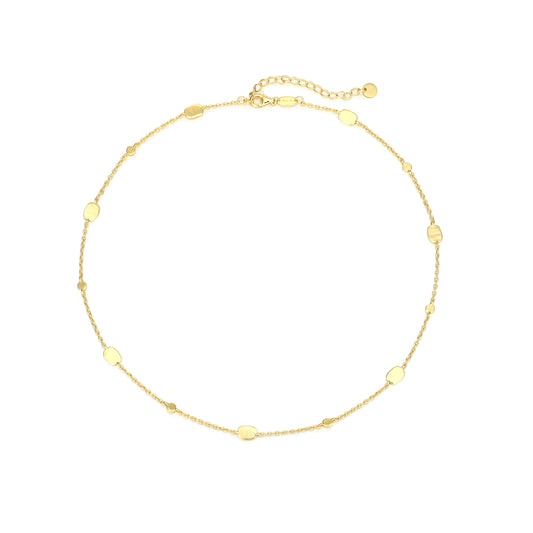 Elegant gold vermeil necklace with small, evenly spaced disc charms.