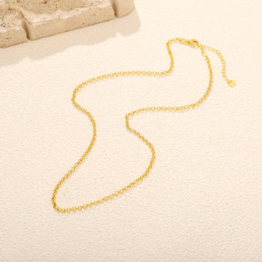 Minimalist gold vermeil necklace with a delicate, polished chain