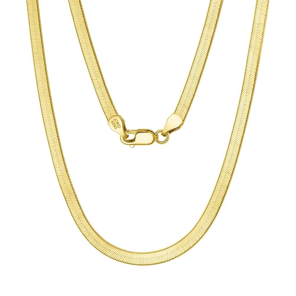 Elegant gold vermeil necklace with a sleek, polished herringbone chain