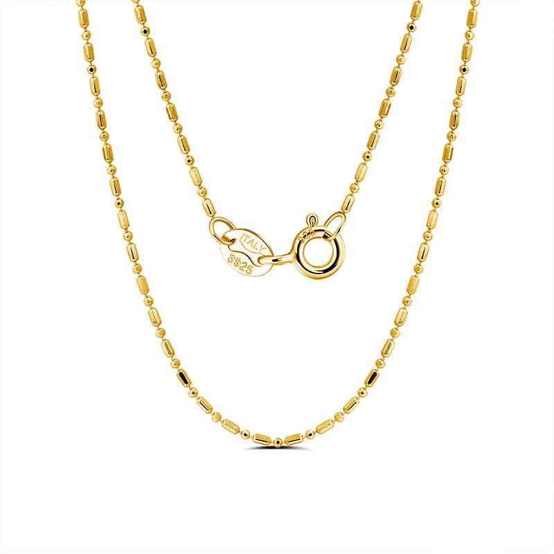 Elegant gold vermeil necklace with a delicate, beaded chain and secure clasp